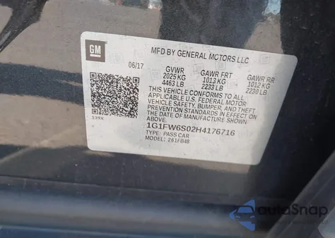 2017 Chevrolet Bolt Ev Lt from USA, damaged, VIN 1G1FW6S02H4176716